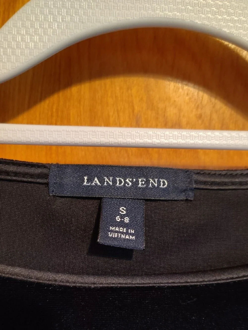 Lands' End Black Velvet Midi Dress with Short Sleeves
